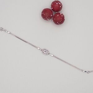 Silver Baguette Women Bracelet with Zircon stones